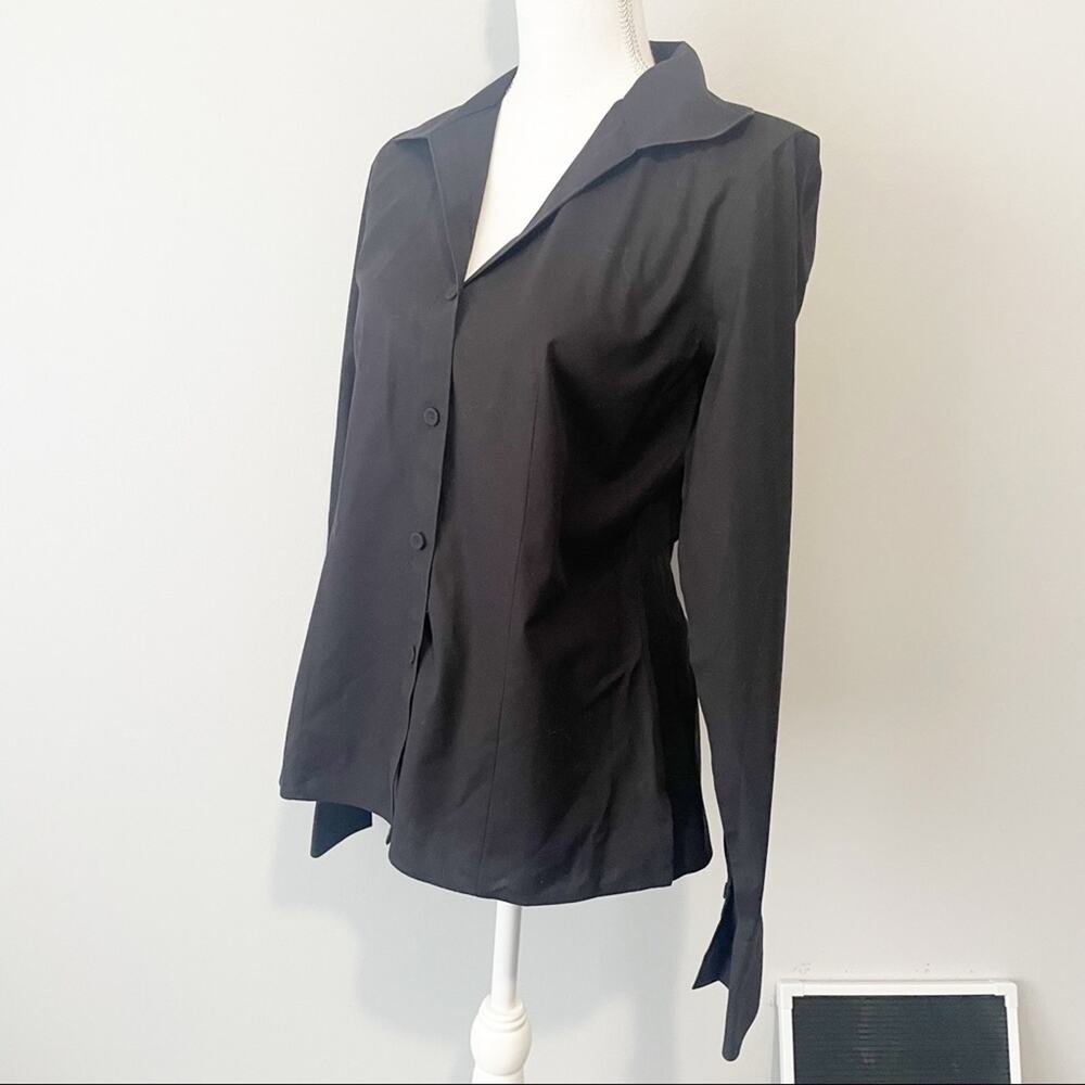 Talbots Black Button Down Wrinkle Resistant Top S… - image 4